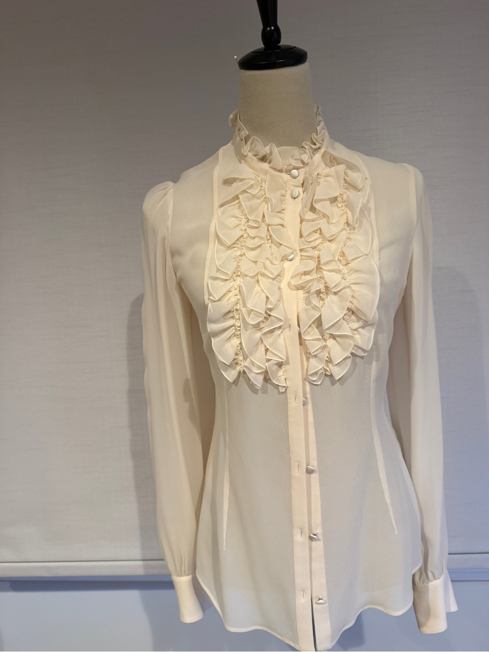 Dolce & Gabbana Ivory Silk Ruffle Blouse – NEW NOT WORN